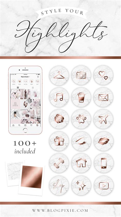 Instagram Highlight Covers In Marble And Rose Gold These Instagram