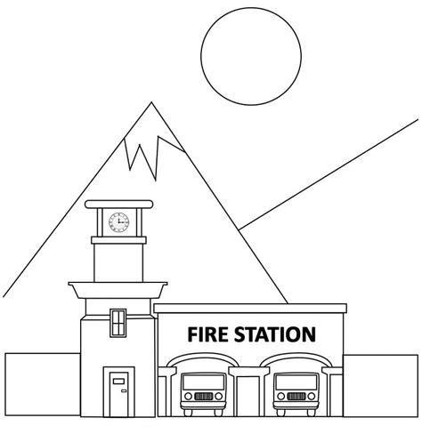 Fire Station to Color - Coloring Pages