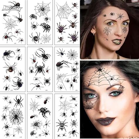 Buy 10 Sheet Halloween Tattoo Stickers Halloween Temporary Tattoos ...