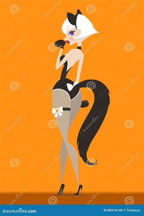 Hot Woman Earing A Pussycat Costume Stock Illustration Illustration