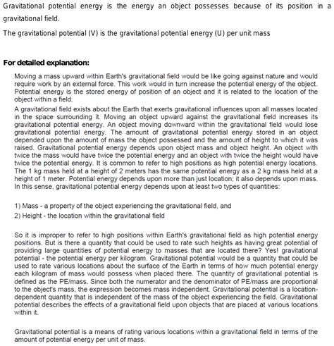 Difference Between Gravitational Potential And Gravitational Potential Energy In Short