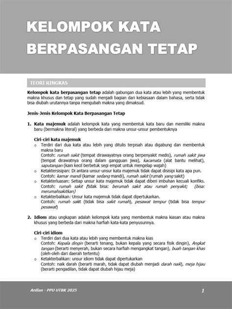 kelompok kata berpasangan tetap