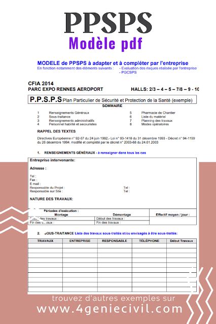 Ppsps Exemple Pdf Plan Particulier De S Curit Et De Protection De La