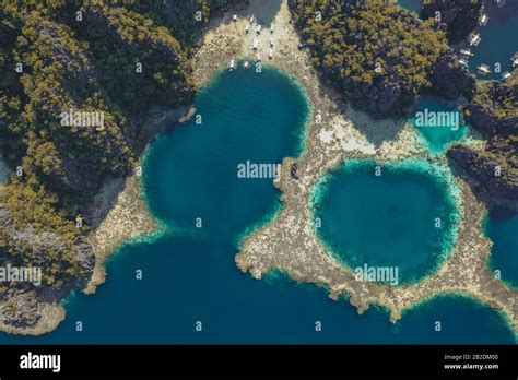 Aerial view of the Twin Lagoon in coron island, Palawan, Philippines ...