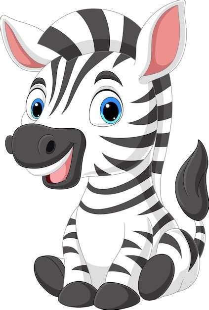 Desenho Animado Fofinho Zebra Sentado Vetor Premium