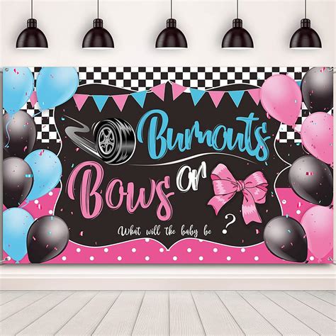 Burnouts Or Bows Gender Reveal Backdrop Boy Or Girl He Or She Etsy