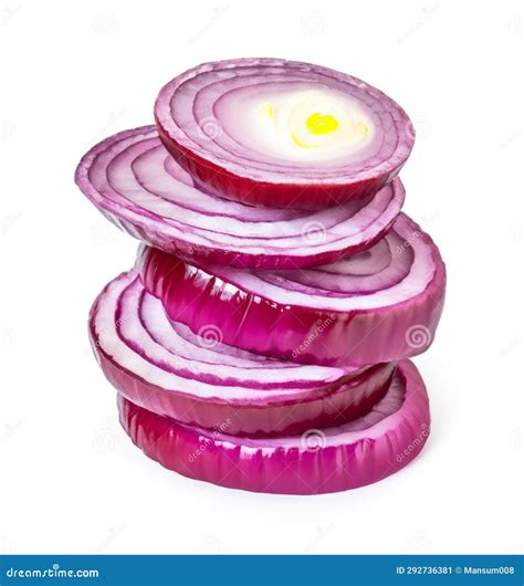 Sliced Red Onion Rings Isolated On White Background Stock Illustration