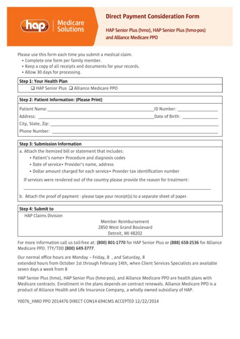 Hap Direct Payment Consideration Form Printable Pdf Download