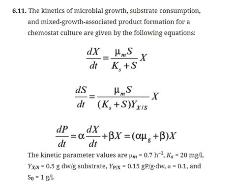 Solved The Kinetics Of Microbial Growth Substrate Consumption