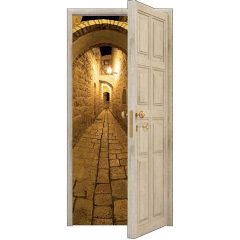 Sticker Porte Trompe L Oeil Ruelle Achat Vente Sticker Porte Trompe