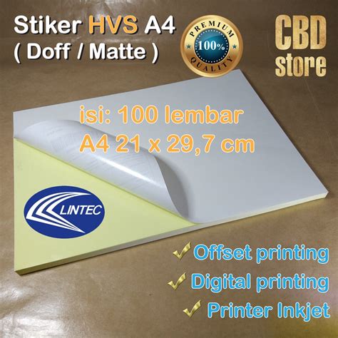 Jual Kertas Stiker HVS A4 Sticker HVS A4 21 X 29 7 Cm Doff Matte 100