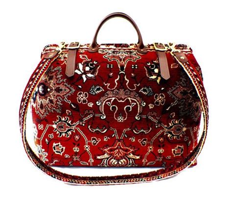 Carpet Bag Weekender Overnight Carry On Indian Agra Red Carpet