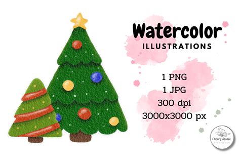 Christmas Tree Watercolor Graphic By Chorry Studio Creative Fabrica