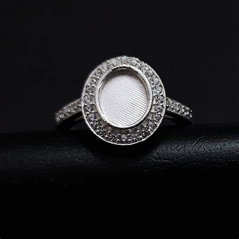 Sterling Silver Oval Stone Setting Blank Bezel Cup Ring Etsy