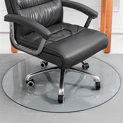 Premium Tempered Glass Chair Mat With Anti Slip Pads Included 394 Inch Diameter