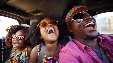 Three Female Friends Enjoying Traveling In The Car Sitting In Rear Seat And And Making Selfie