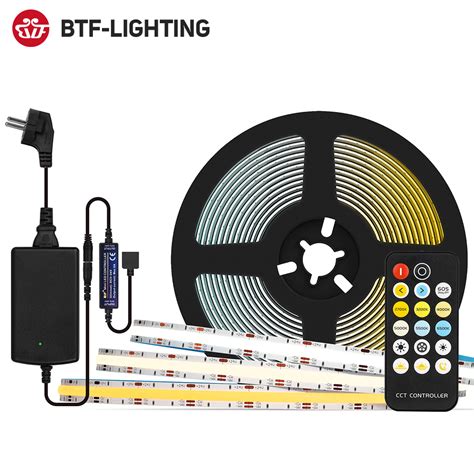 BTF LIGHTING FCOB 640 LEDs M CCT LED Light Strip Full Set RF17 Keys DC