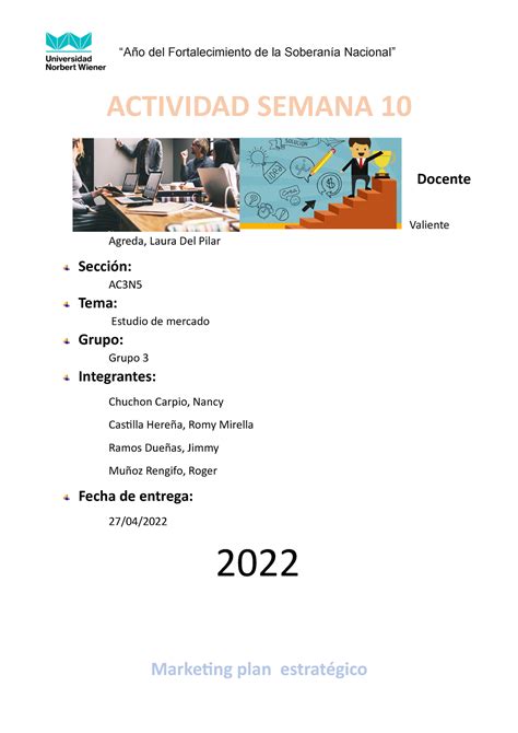 Plan Estrategico De Marketing Docente Valiente Agreda Laura Del