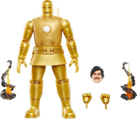 hasbro marvel legends series iron man model  gold retro comics