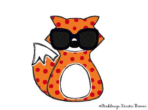 Fuchs Mit Sonnenbrille Doodle Stickmuster Kerstinbremer De