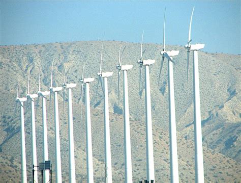 Huge Forest Of Giant Wind Turbines Near Palm Springs In Southern California