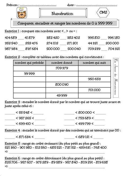 Numération et addition CM2 La classe de Mamaicress