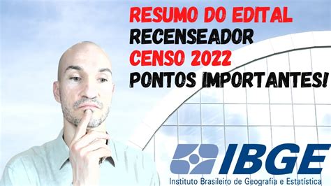 EDITAL DE ABERTURA RECENSEADOR CENSO 2022 YouTube