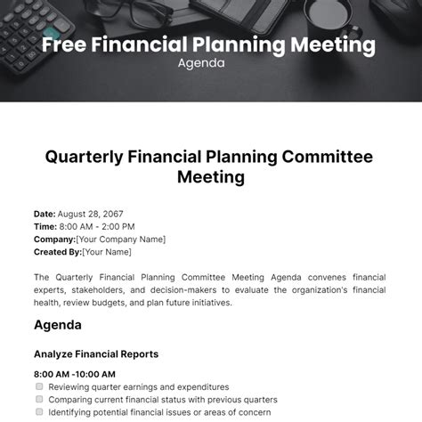 Free Financial Planning Meeting Agenda Template Edit Online And Download