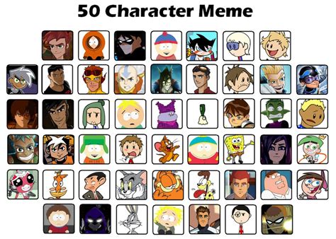 50 Cartoon Characters Meme by SkyRider747 on DeviantArt