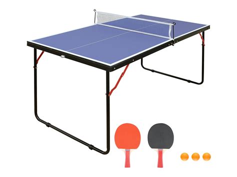 Mini Table De Ping Pong Bleue Avec Raquettes Balles Et Filet L137 X