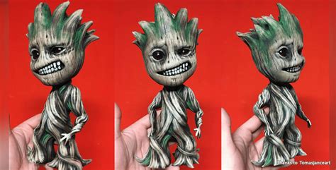 Archivo STL Modelo de impresión 3D de la escultura de Baby Groot