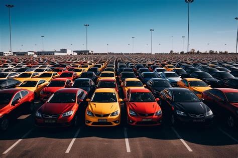 Premium Photo | A parking lot full of cars with one that saystaxion it