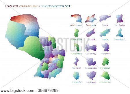 Paraguayan Low Poly Regions Polygonal Map Of Paraguay With Regions