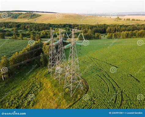 Line Of Electricity Transmissions Royalty Free Stock Photo