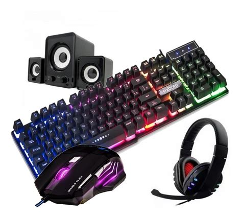 Kit Gamer Teclado Semi Mec Nico Mouse Caixa De Som Headset R