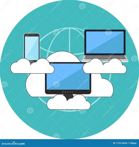 Cloud Computing Concept Flat Design Stock Vector Illustration Of Digital Blue 112514656