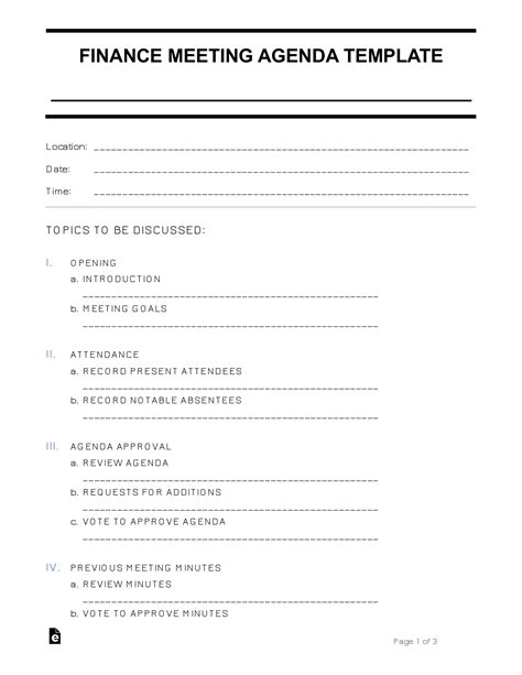 Finance Meeting Agenda Template