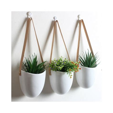 3 Hanging Ceramic Planter Set Hanging Planter Indoor Wall Etsy