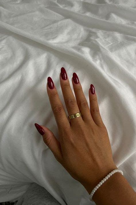 Pin On Gel Nails In 2024 Wine Nails Almond Nails Red Chrome Nails