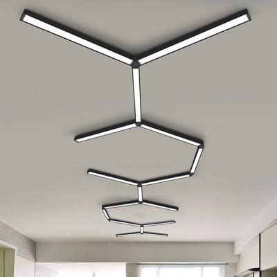 Modern Architectural Linear Fixture Black Finish Led Linear Flush Mount