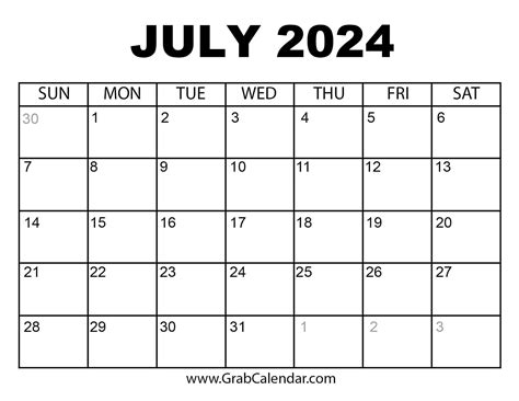 July 2024 Calendar Printable Pdf | Printable Calendar 2024