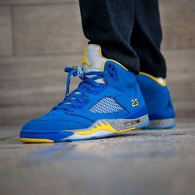 Nike Air Jordan Retro 5 V Laney Gsw Warriors Kd Royal Blue Gold Yellow