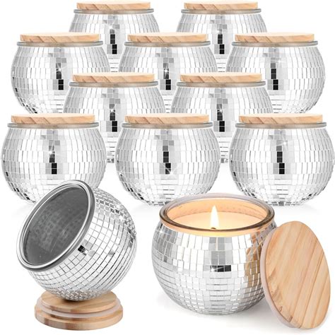 Amazon Jinei 12 Pcs Glass Disco Ball Candle Jars Empty Jars With