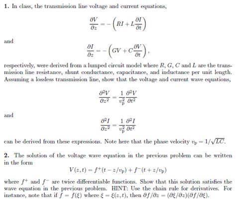 In Class The Transmission Line Voltage And Current