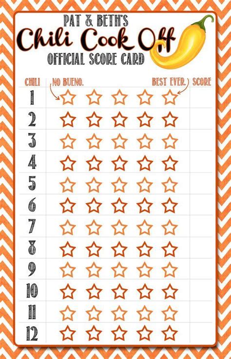 Pdf Free Printable Chili Cook Off Scorecards