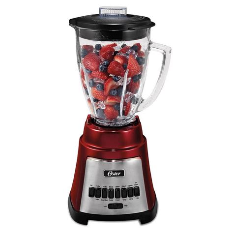 Oster Blstfg R00 000 6 Cup Glass Jar 12 Speed Blender Metallic Red