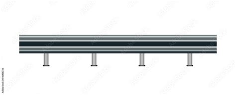 Vector Metal Linear Road Barrier Isolated On White Background Driver