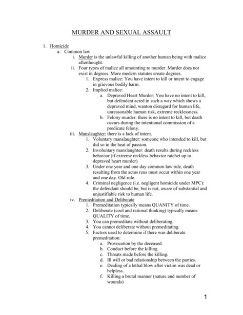 Criminal Law Outline Part 2 Of 2