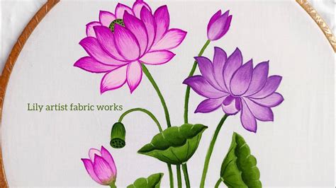 Lotus Flower Painting On Cloth Lotus Fabric Painting Kamal Design