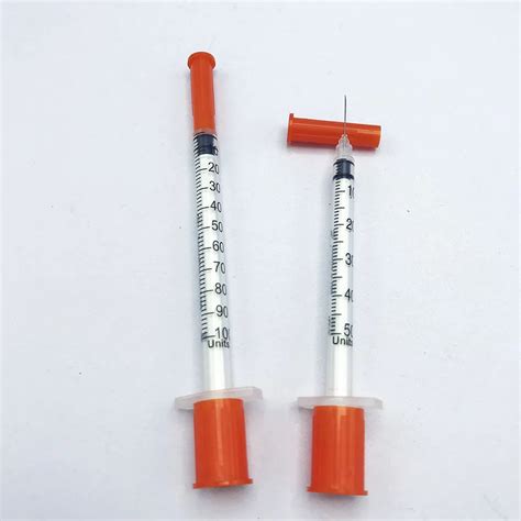 Disposable Orange Cap 1ml 0 5ml Insulin Syringe With Fixed Needle With